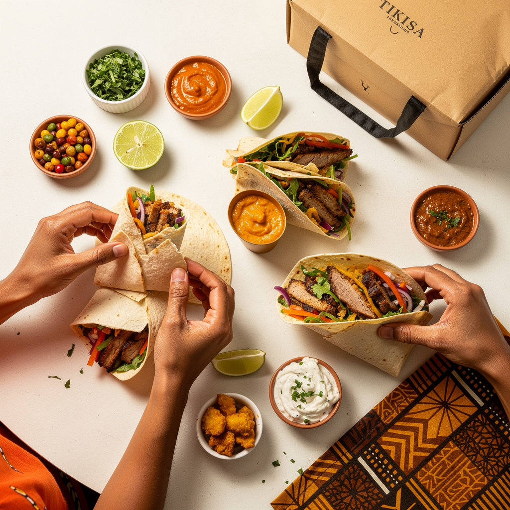 Habibiz team preparing fresh shawarma and Tikisa in Dar es Salaam kitchen